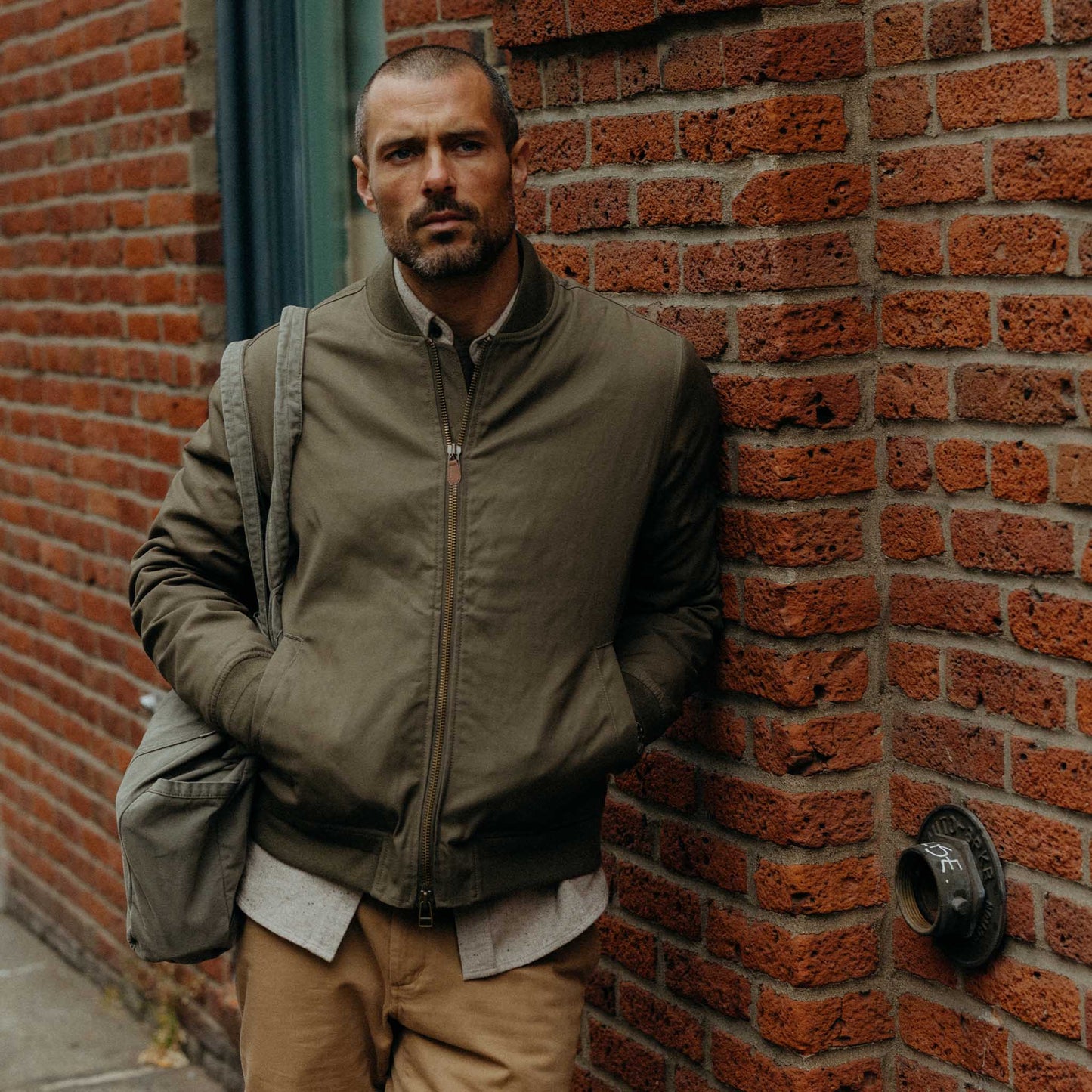 The Insulated Bomber Jacket in Fatigue Olive Dry Wax