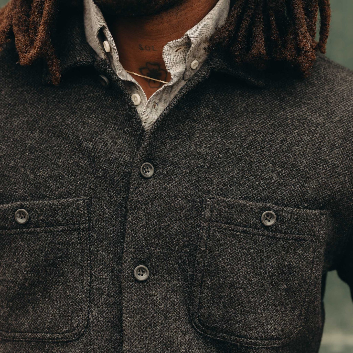 The Evans Overshirt in Charcoal Birdseye Wool