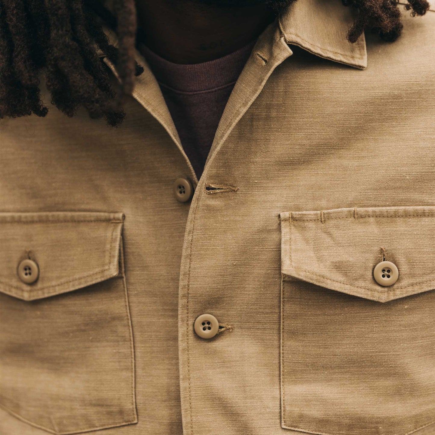 The Surplus Shirt in Khaki Reverse Sateen