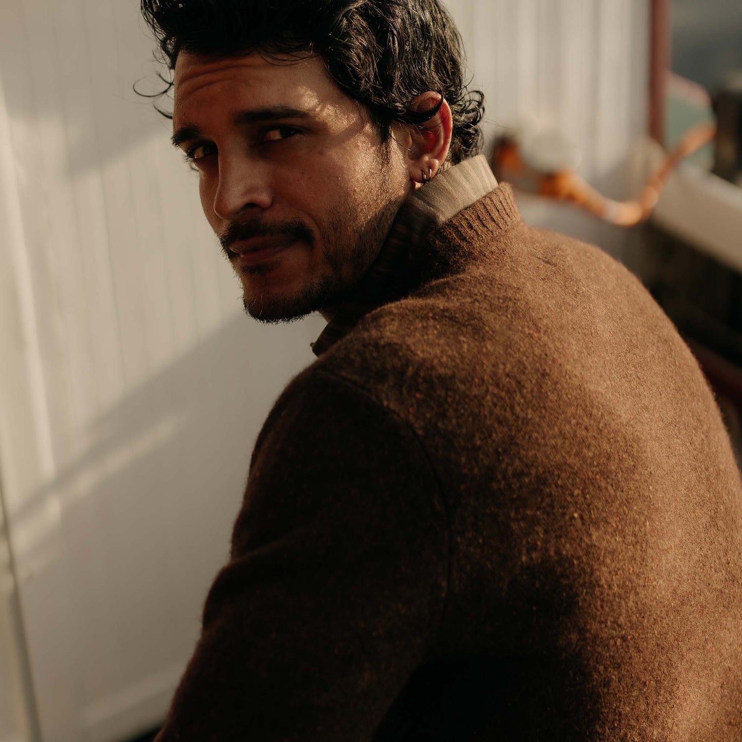 The Lodge Sweater in Timber Donegal