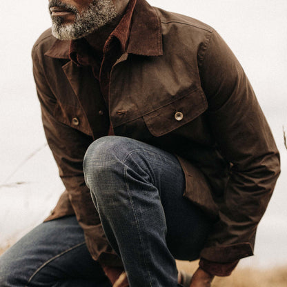 The Long Haul Jacket in Dark Khaki Waxed Canvas