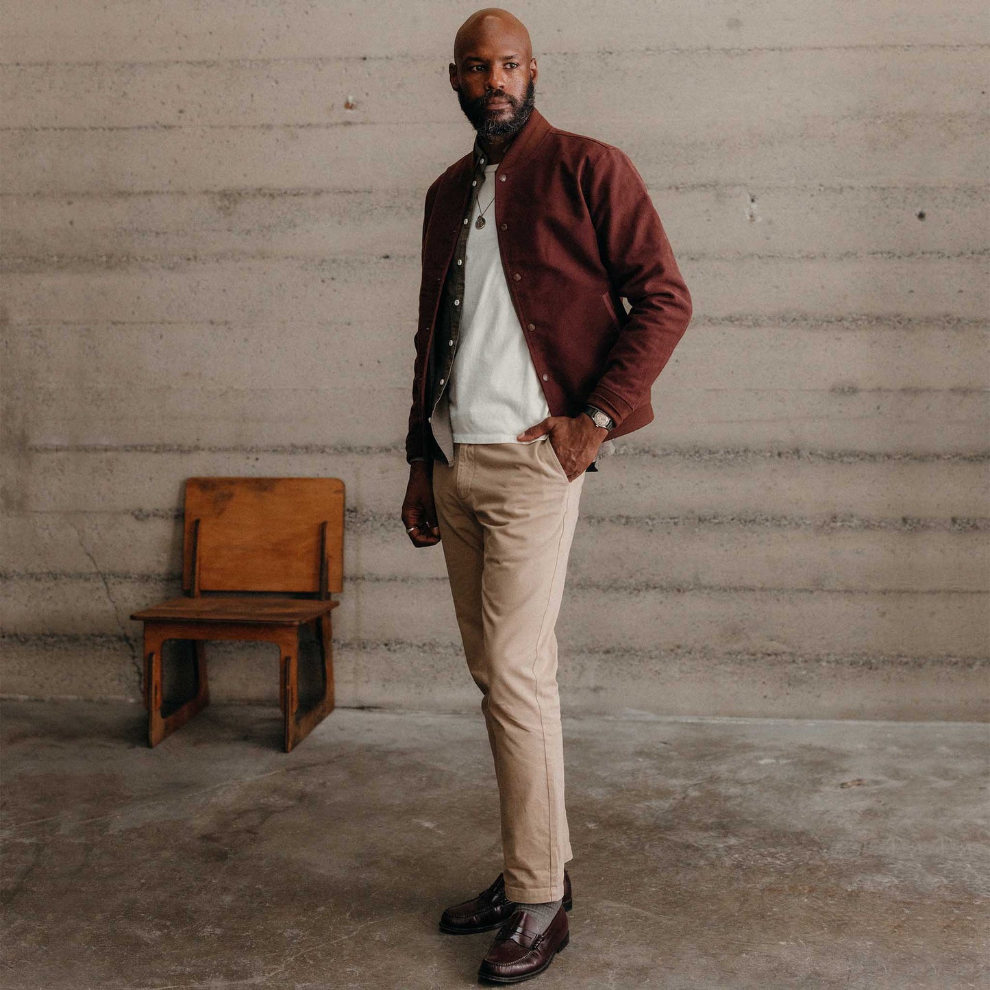 The Campus Jacket in Burgundy Moleskin