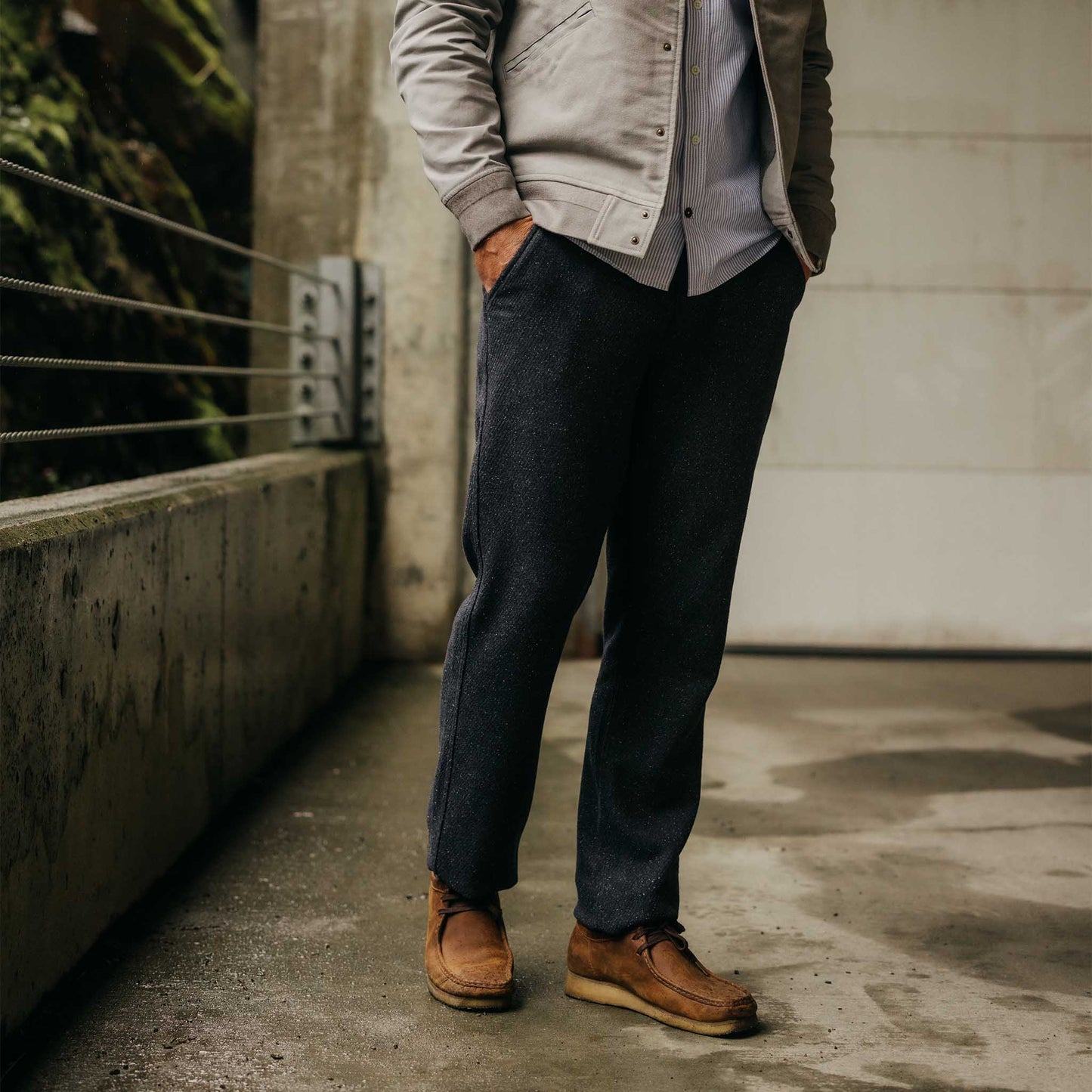 The Carnegie Pant in Navy Nep Wool