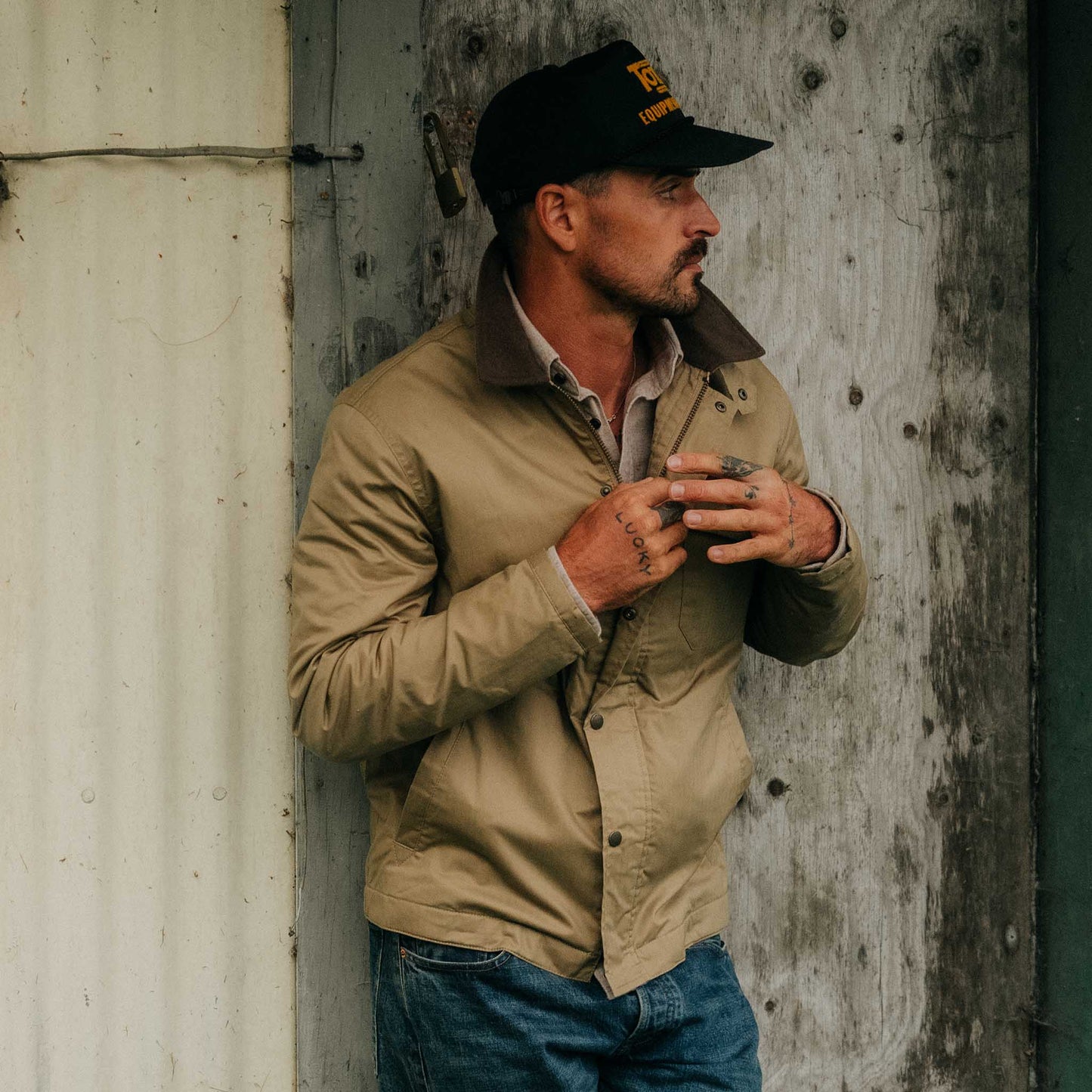 The Deck Jacket in Khaki Dry Wax