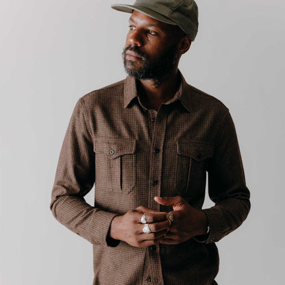 The Saddler Shirt in Burnt Caramel Check Wool