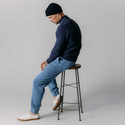 The Seafarer Sweater in Atlantic Blue Donegal