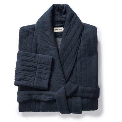 The Shawl Robe in Heather Midnight Quilted Jersey