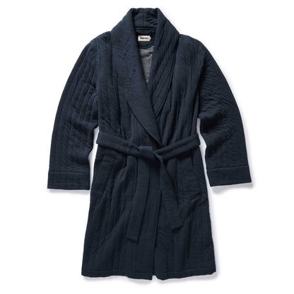 The Shawl Robe in Heather Midnight Quilted Jersey