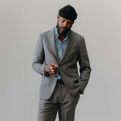 The Stevens Sportcoat in Slate Herringbone Wool