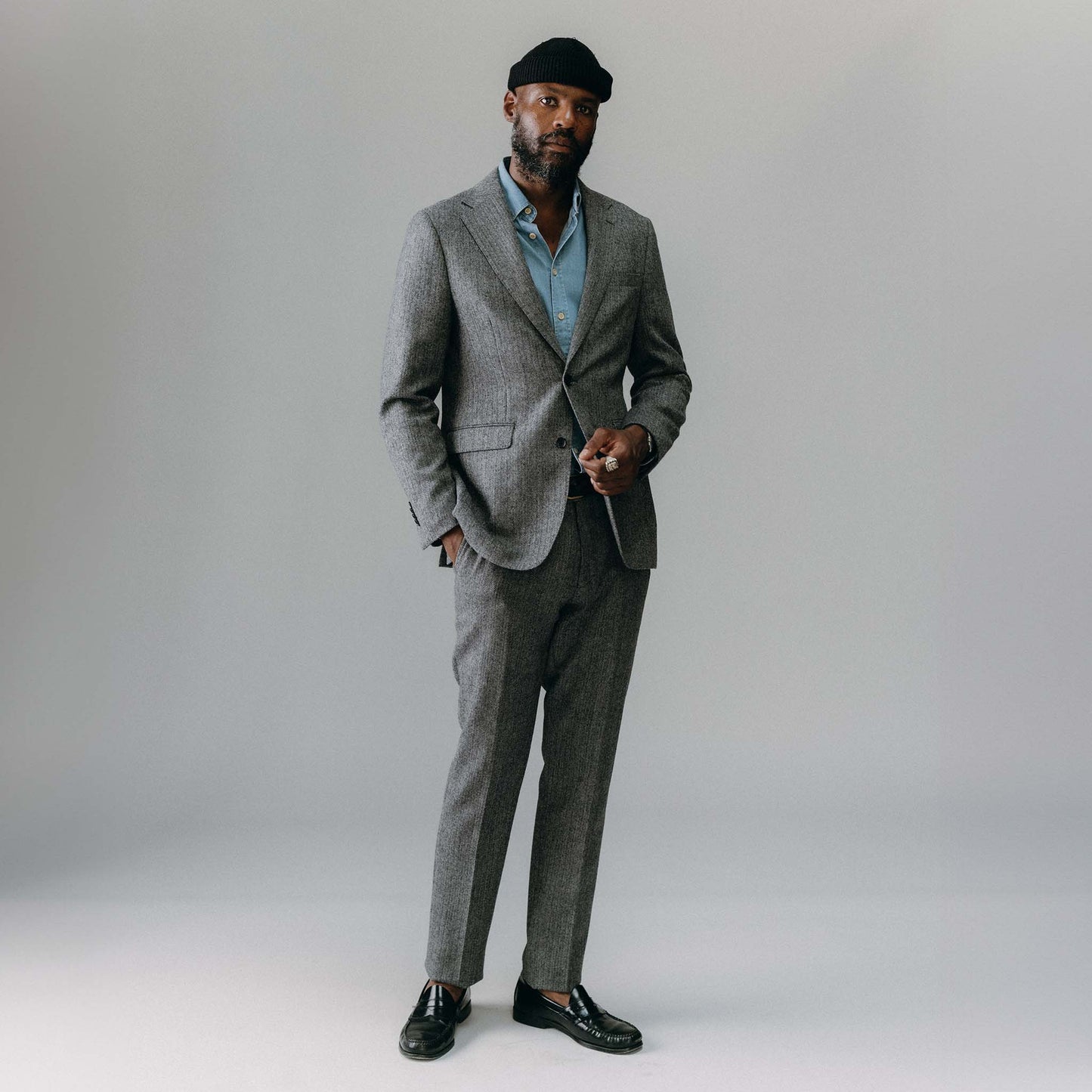 The Stevens Sportcoat in Slate Herringbone Wool